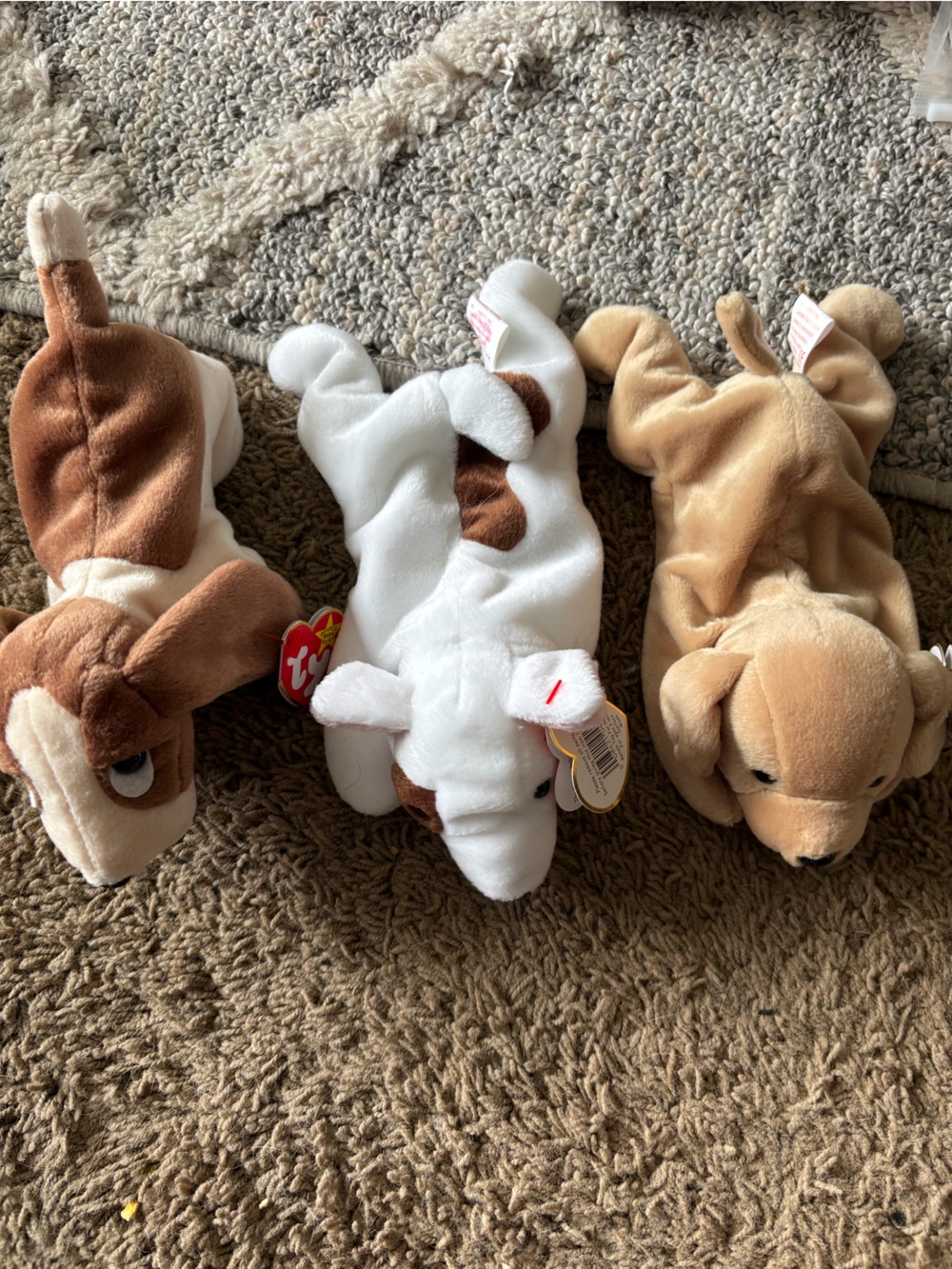Ty Plush Puppy Trio - Brown, White, Tan